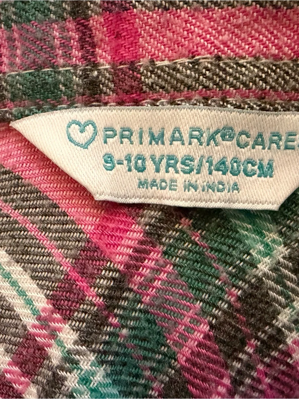 Primark Girls 9-10 Plaid Tartan Shirt Dress Pink Green Holiday Preppy
